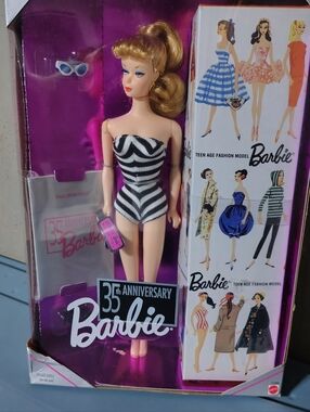 1959 Barbie 35th Anniversary Black & White Striped Swimsuit Doll